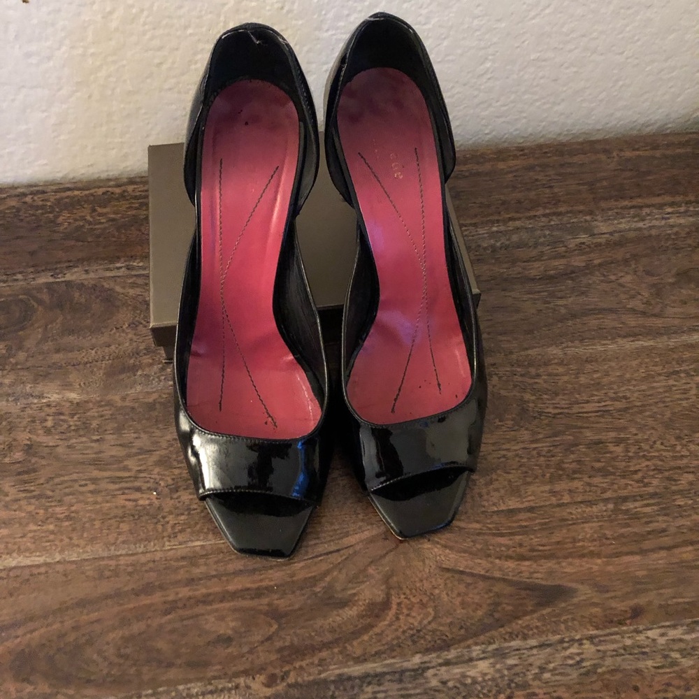 Kate Spade New York. Black paten open toe heels Size 7 1/2